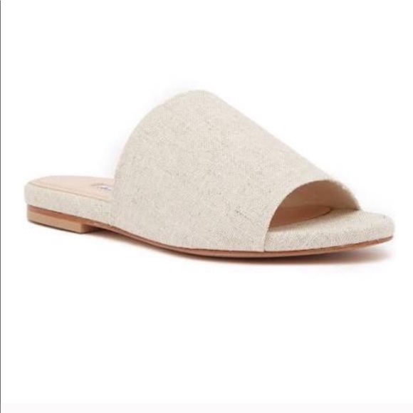 Charles David Shoes - New Charles David Tan Canvas Linen Slides Mules